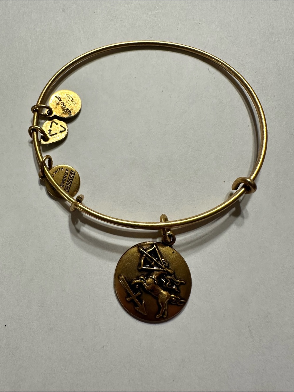 Alex and Ani Gold-Tone Sagittarius Zodiac Disc Charm Bangle Bracelet